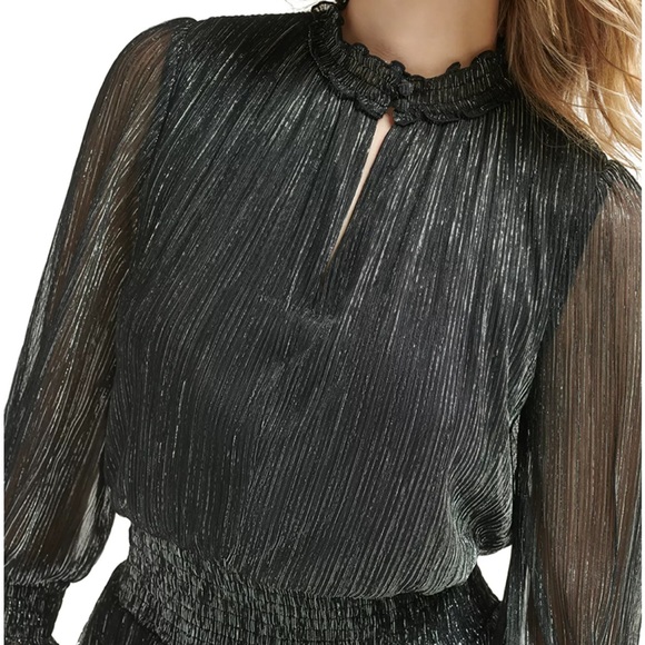 Karl Lagerfeld Paris Metallic Smocked-Waist A-Line Dress size 4 - Picture 4 of 8